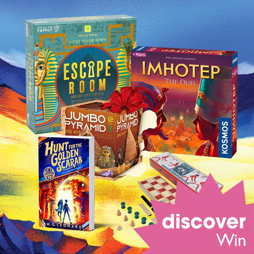 Win a signed copy of M. G. Leonard's Hunt for the Golden Scarab and an Egyptian themed games bundle!